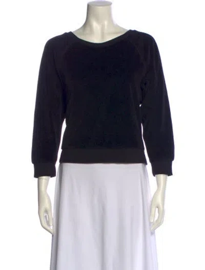 Pre-owned Suzie Kondi Bateau Neckline Three-quarter Sleeve Sweatshirt In Black