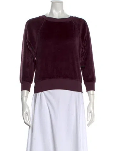Pre-owned Suzie Kondi Bateau Neckline Three-quarter Sleeve Sweatshirt In Burgundy