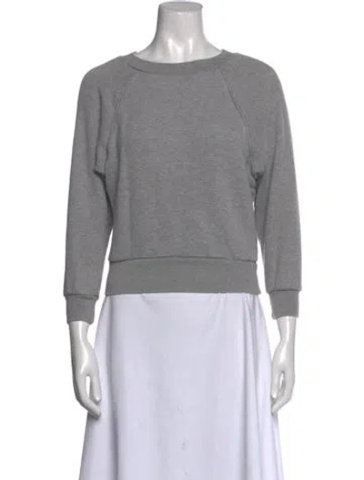 Pre-owned Suzie Kondi Bateau Neckline Three-quarter Sleeve Sweatshirt In Gray