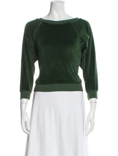 Pre-owned Suzie Kondi Bateau Neckline Three-quarter Sleeve Sweatshirt In Green