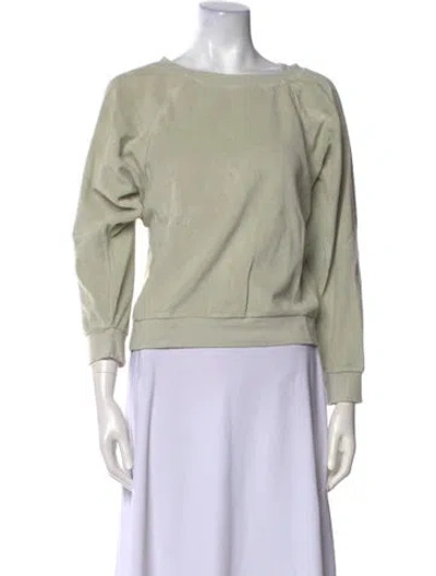 Pre-owned Suzie Kondi Bateau Neckline Three-quarter Sleeve Sweatshirt In Green