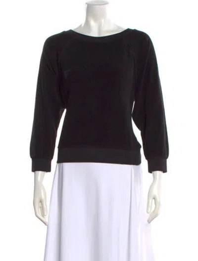 Pre-owned Suzie Kondi Bateau Neckline Three-quarter Sleeve Sweatshirt W/ Tags In Black