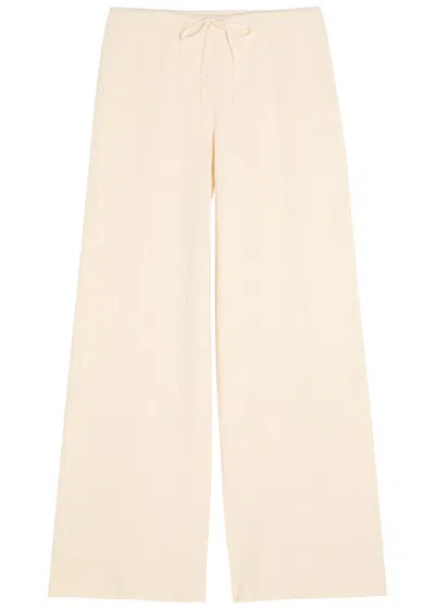 Suzie Kondi Calla Wide-leg Cotton-knit Trousers In Neutral
