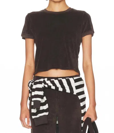 Suzie Kondi Carpi Cropped Tee In Terry Truffle In Black