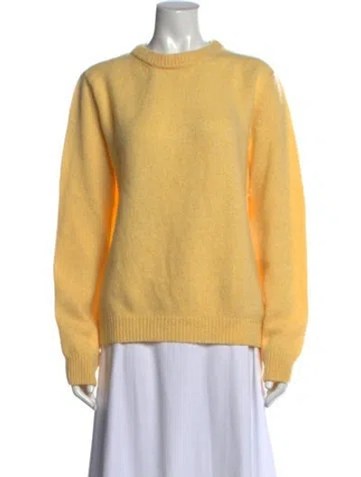 Pre-owned Suzie Kondi Cashmere Crew Neck Sweater W/ Tags In Yellow