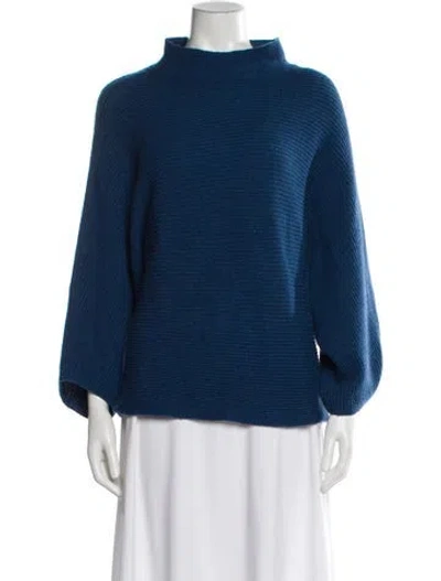 Pre-owned Suzie Kondi Cashmere Mock Neck Sweater In Blue