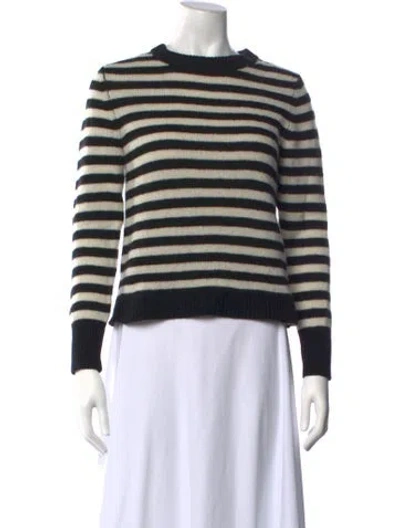 Pre-owned Suzie Kondi Cashmere Striped Sweater In Black