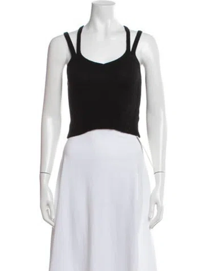 Pre-owned Suzie Kondi Cashmere V-neck Crop Top In Black