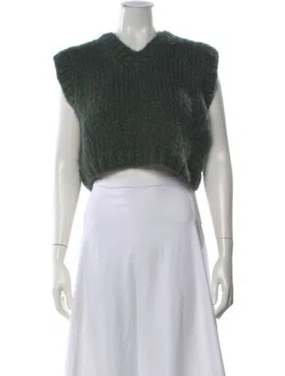 Pre-owned Suzie Kondi Cashmere V-neck Sweater In Green
