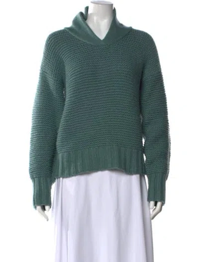 Pre-owned Suzie Kondi Cashmere V-neck Sweater In Green