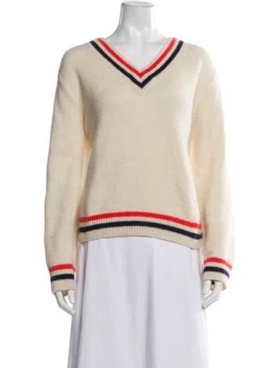 Pre-owned Suzie Kondi Cashmere V-neck Sweater In Neutral