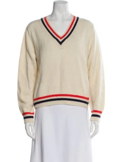 Pre-owned Suzie Kondi Cashmere V-neck Sweater In Neutral