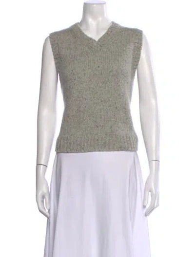 Pre-owned Suzie Kondi Cashmere V-neck Sweater In Neutral