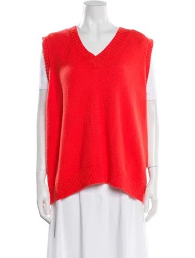 Pre-owned Suzie Kondi Cashmere V-neck Sweater In Orange