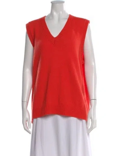 Pre-owned Suzie Kondi Cashmere V-neck Sweater In Orange