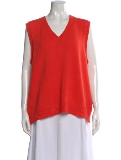 Pre-owned Suzie Kondi Cashmere V-neck Sweater In Orange