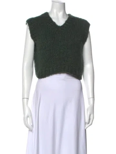 Pre-owned Suzie Kondi Cashmere V-neck Sweater W/ Tags In Green