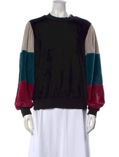 Pre-owned Suzie Kondi Colorblock Pattern Crew Neck Sweatshirt In Black/blue/purple