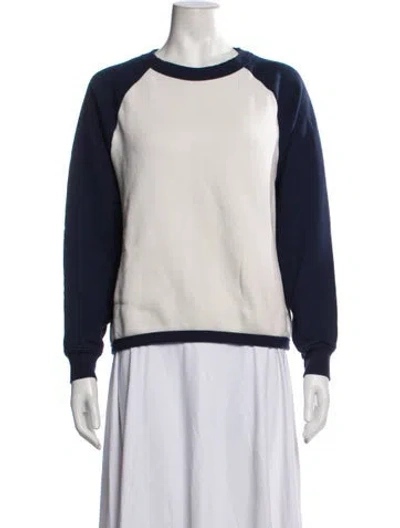 Pre-owned Suzie Kondi Colorblock Pattern Crew Neck Sweatshirt In Blue/neutrals