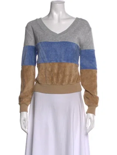 Pre-owned Suzie Kondi Colorblock Pattern V-neck Sweatshirt In Multi
