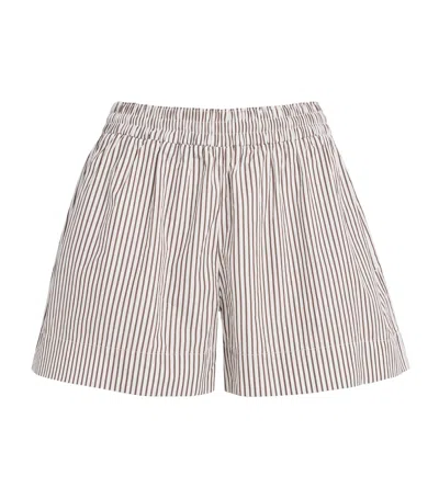 Suzie Kondi Cotton Stripe Shkip Shorts In Gray