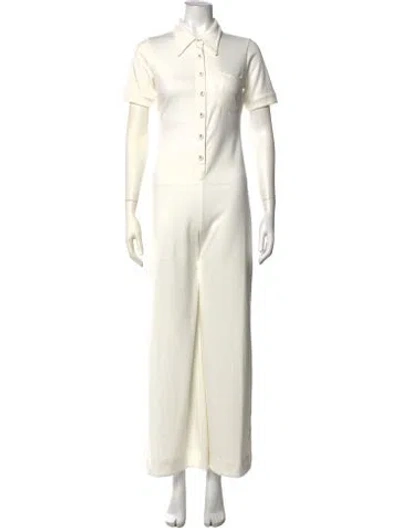 Pre-owned Suzie Kondi Crew Neck Jumpsuit In White