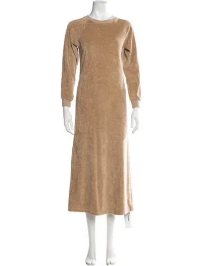 Pre-owned Suzie Kondi Crew Neck Long Dress In Neutrals
