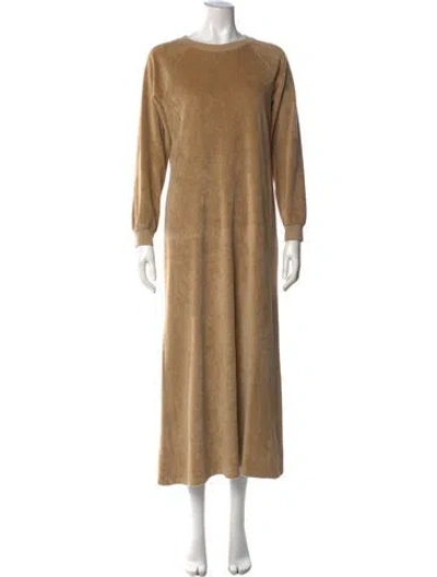 Pre-owned Suzie Kondi Crew Neck Long Dress In Neutrals