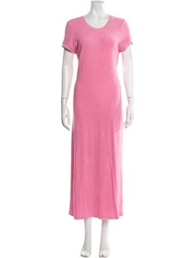 Pre-owned Suzie Kondi Crew Neck Long Dress In Pink