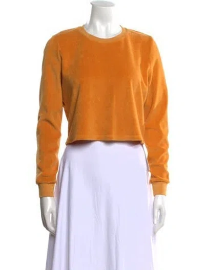 Pre-owned Suzie Kondi Crew Neck Long Sleeve Crop Top W/ Tags In Yellow