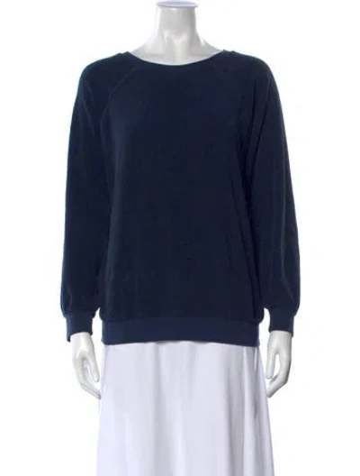 Pre-owned Suzie Kondi Crew Neck Long Sleeve Sweatshirt In Blue