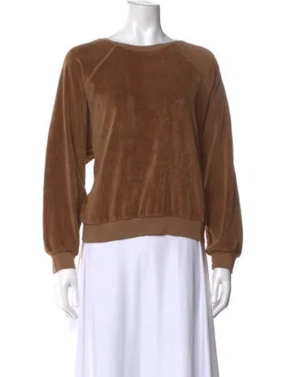 Pre-owned Suzie Kondi Crew Neck Long Sleeve Sweatshirt In Brown