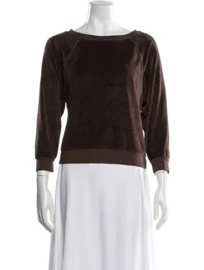 Pre-owned Suzie Kondi Crew Neck Long Sleeve Sweatshirt In Brown