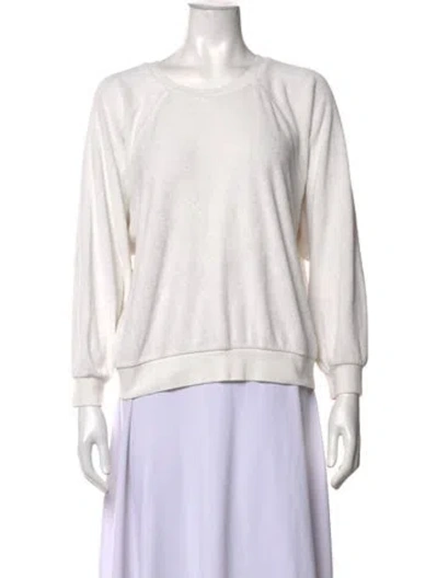 Pre-owned Suzie Kondi Crew Neck Long Sleeve Sweatshirt In White