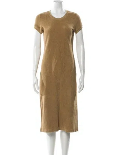 Pre-owned Suzie Kondi Crew Neck Midi Length Dress In Neutral