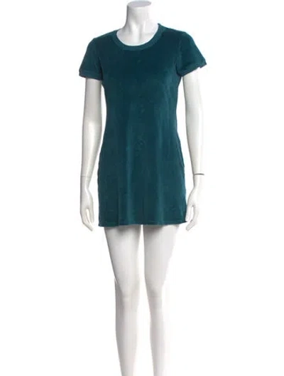 Pre-owned Suzie Kondi Crew Neck Mini Dress In Green