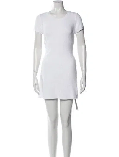 Pre-owned Suzie Kondi Crew Neck Mini Dress In White