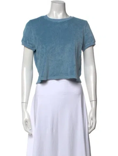 Pre-owned Suzie Kondi Crew Neck Short Sleeve Crop Top In Blue