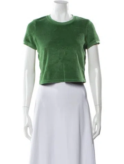 Pre-owned Suzie Kondi Crew Neck Short Sleeve Crop Top In Green