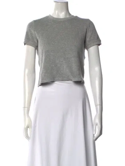 Pre-owned Suzie Kondi Crew Neck Short Sleeve Crop Top In Grey