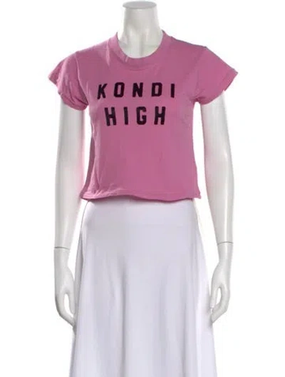 Pre-owned Suzie Kondi Crew Neck Short Sleeve Crop Top In Pink