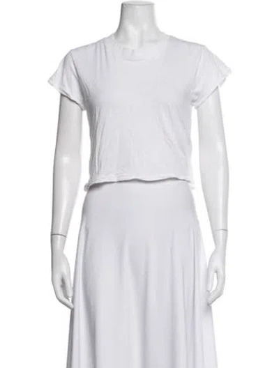 Pre-owned Suzie Kondi Crew Neck Short Sleeve Crop Top In White