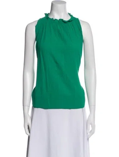 Pre-owned Suzie Kondi Crew Neck Sleeveless Blouse In Green