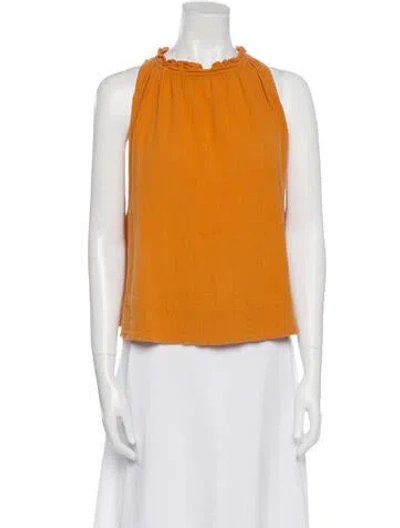 Pre-owned Suzie Kondi Crew Neck Sleeveless Blouse In Orange