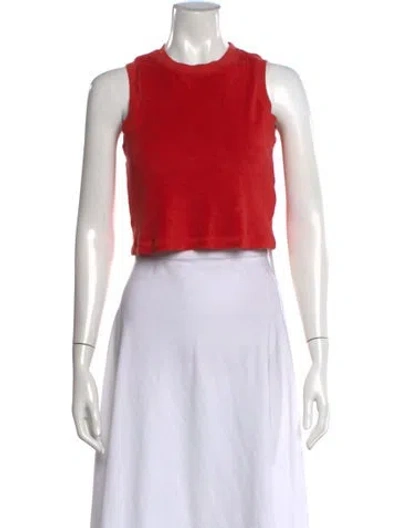 Pre-owned Suzie Kondi Crew Neck Sleeveless Crop Top In Red