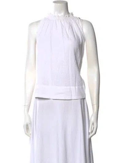 Pre-owned Suzie Kondi Crew Neck Sleeveless Crop Top In White