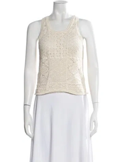 Pre-owned Suzie Kondi Crew Neck Sleeveless Top In Neutral