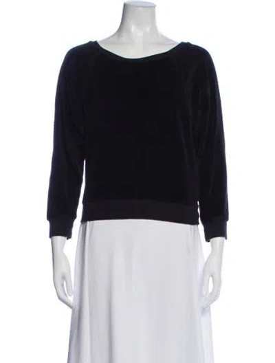 Pre-owned Suzie Kondi Crew Neck Three-quarter Sleeve Sweatshirt In Black