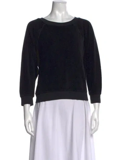 Pre-owned Suzie Kondi Crew Neck Three-quarter Sleeve Sweatshirt In Black