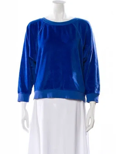 Pre-owned Suzie Kondi Crew Neck Three-quarter Sleeve Sweatshirt In Blue